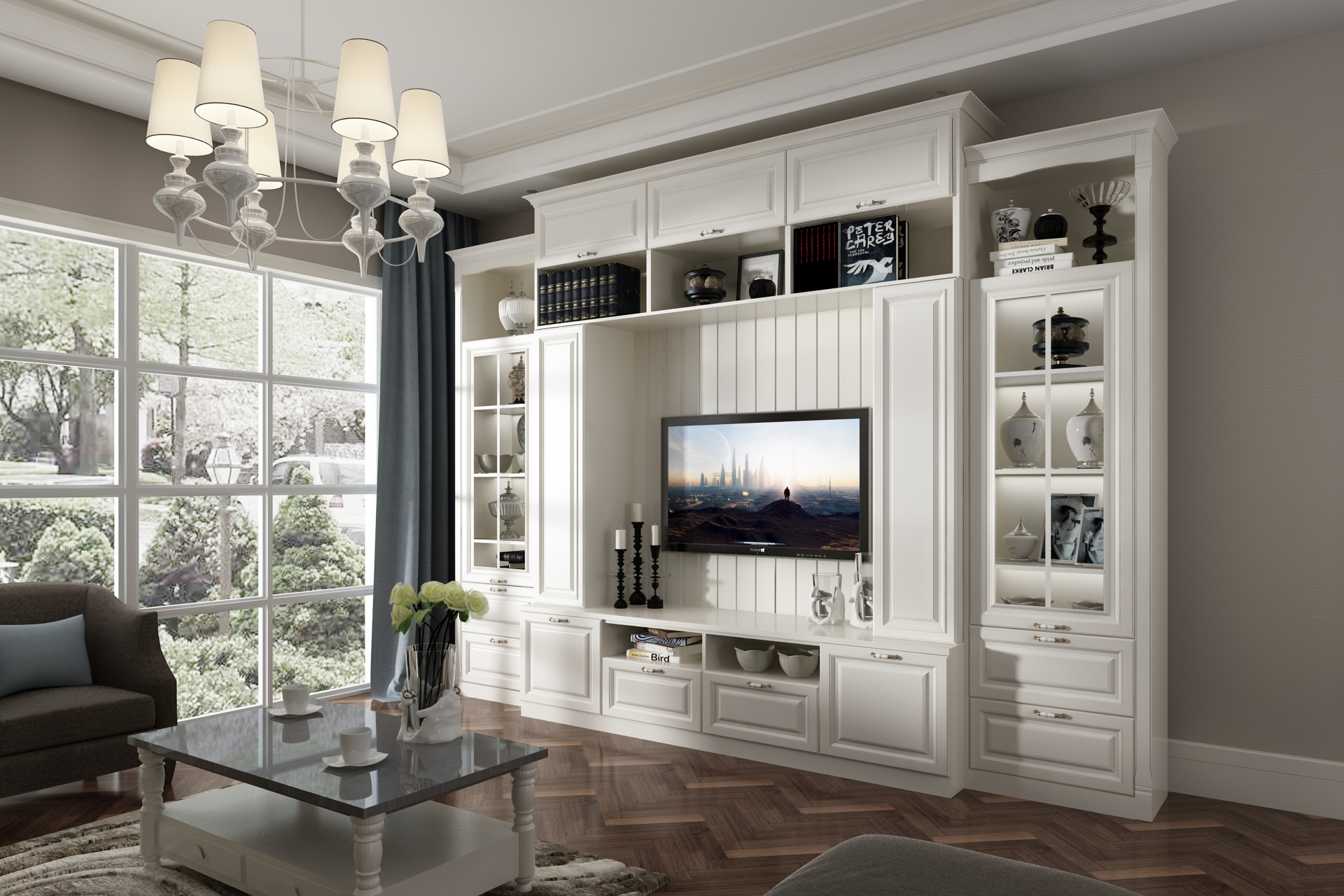 全鋁電視柜-02（風(fēng)格：簡歐；顏色：黃橡）