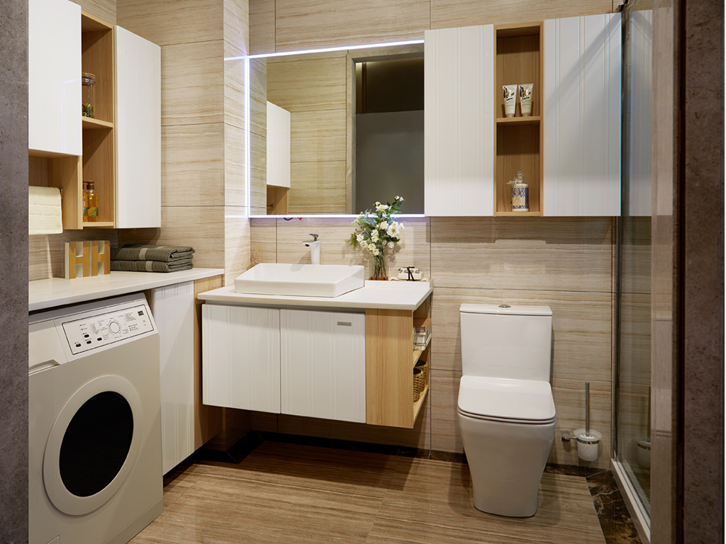 全鋁浴室柜-02（風格：現代；顏色：楓木暖白）