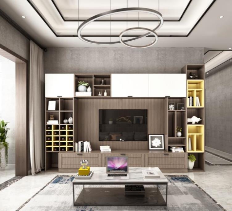 全鋁電視柜-01（風格：現代；顏色：胡桃木暖白）